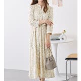 オフ系花柄 | 柄アソートギャザーデザインワンピース   | alotta