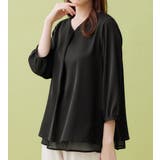 ブラック | シフォンレイヤードタックブラウス | alotta