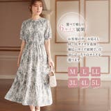 線画タッチ花柄ギャザー切替ワンピース | alotta | 詳細画像4