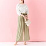 オフホワイト | フリルデザインパフ袖カットソー | alotta