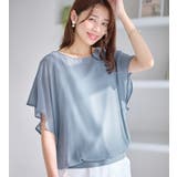 ラベンダーブルー | 機能付インナー袖フリルシフォンブラウス | alotta