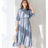 ラベンダーブルー | インナー付シャーリングシフォンワンピース | alotta