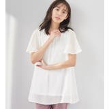 オフホワイト | インナー付シフォンタックチュニック | alotta