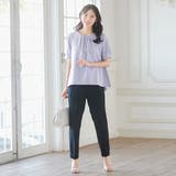 ライトブルー | サイドレース切替タックブラウス | alotta