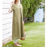 グリーン | 麻調Ｖネックゆったりワンピース | Viola e Viola