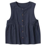 ネイビー | 麻入りペプラム切替ベスト | Viola e Viola