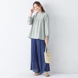 ブルー | サークル刺しゅうフリル衿ブラウス | Viola e Viola