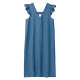 ブルー | 肩フリルデニムジャンパースカート | alotta