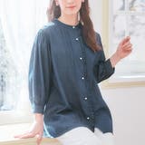 パール調ボタン付フリルデニムチュニック | alotta | 詳細画像1