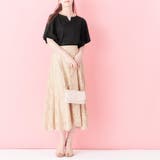 ブラック | パール調ボタン付Tシャツブラウス | alotta