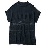 ネイビー | 透かし編みニットゆるチュニック | Viola e Viola