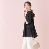 ブラック | シアーチェックパフ袖チュニック | alotta