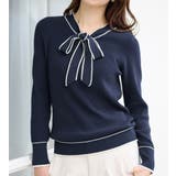 配色ボウタイニットトップス        | alotta | 詳細画像1 