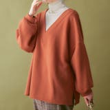 コーラルオレンジ | 裏起毛深Ｖネックデザインチュニック | Viola e Viola
