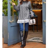 オーガンジー裾フリルケーブル柄ニット | alotta | 詳細画像23