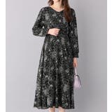 ブラック系花柄 | ふんわり裏起毛花柄ワンピース | alotta