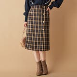 ネイビー系 | ラップデザインチェック柄タイトスカート  | alotta
