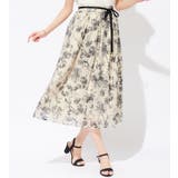 アイボリー系 | ウエストリボン付花柄フレアースカート | alotta