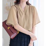 グレージュ | インナー付スキッパーブラウス | alotta