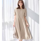 グレージュ | タック袖Ａラインワンピース | alotta