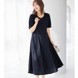 ダークネイビー | タック袖Ａラインワンピース | alotta