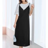 ブラック | カットジョーゼットスカラップキャミワンピ | alotta