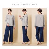 配色デザインシャーリング袖ブラウス | alotta | 詳細画像3 