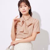 ピンクベージュ | ２ＷＡＹパール調ボウタイブラウス | alotta