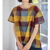 ブラウンケイチェック | ビッグチェック裾タックブラウス | Viola e Viola