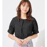ドット | サッカー素材袖タックブラウス | alotta