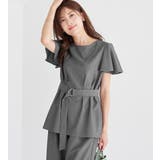 グレー | 麻調袖タックブラウス | alotta