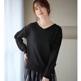 ブラック | 洗えるもちもちゆるシンプルニットⅤネック | Viola e Viola