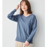 スモーキーブルー | 洗えるもちもちゆるシンプルニットⅤネック | Viola e Viola
