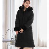 ブラック | ファー付フェイクダウンロングコート | alotta
