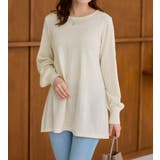 アイボリー | カシミヤタッチ袖ケーブルニットチュニック | alotta