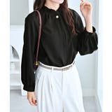 ブラック | 袖2WAYビジュー釦衿タックブラウス | alotta