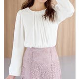 オフホワイト | あったか裏地付ネックパールブラウス | alotta