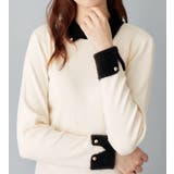 もっちりタッチ衿付フェザー切替配色ニット | alotta | 詳細画像1 