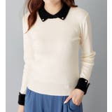 もっちりタッチ衿付フェザー切替配色ニット | alotta | 詳細画像14 