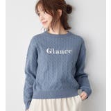 ブルー | 洗えるもちもちロゴ刺しゅうケーブルニット | Viola e Viola