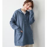 ブルー | ニット風カットソーパーカーチュニック | Viola e Viola