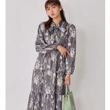 ニュアンス柄ボウタイ付ワンピース     | alotta | 詳細画像11 