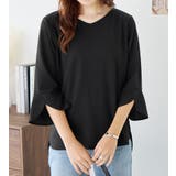 ブラック | フレアスリーブTシャツブラウス | alotta