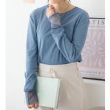 グレイッシュブルー | 程よい透け感大人シアー素材切替トップス | Viola e Viola