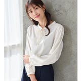 オフホワイト | ピンタックデザインリボンブラウス | alotta