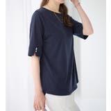 5分袖パール調ボタンTシャツ | alotta | 詳細画像6