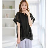 ブラック | 裾タックふんわりブラウス | alotta