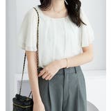 オフホワイト | インナー付きフリル袖シフォンタックブラウス | alotta