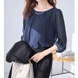 アクセ付シフォンタックブラウス７分袖 | alotta | 詳細画像8 