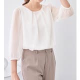 アクセ付シフォンタックブラウス７分袖 | alotta | 詳細画像13 